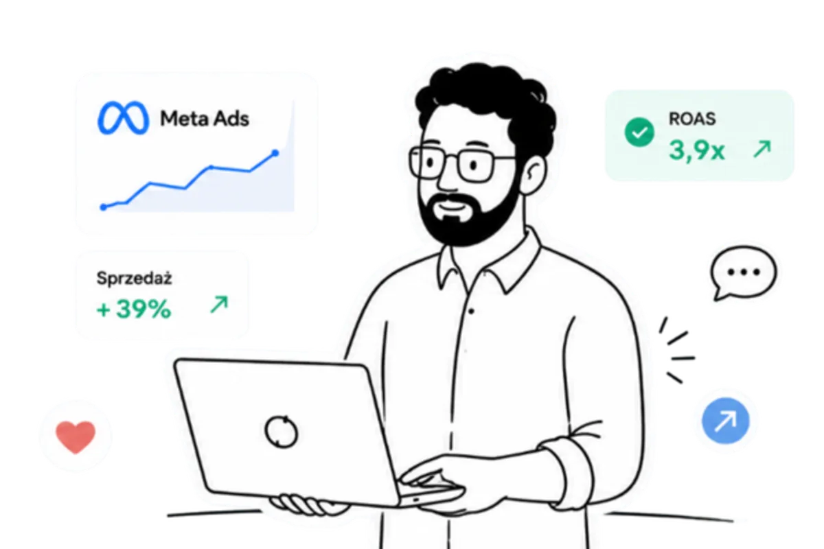 Specjalista Meta Ads analizuje wyniki kampanii Facebook i Instagram w Niemczech – wzrost sprzedaży 39% i ROAS 3,9x